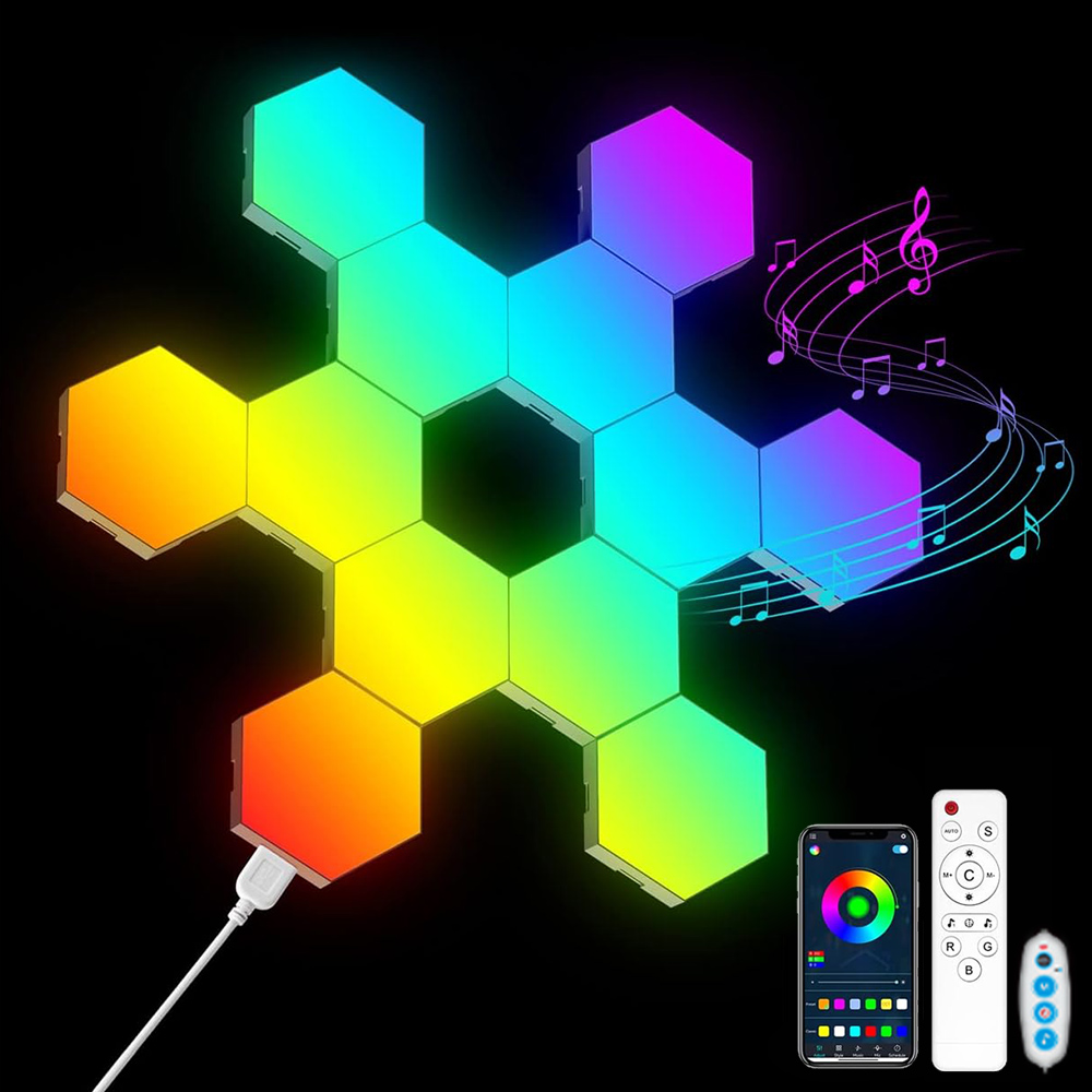 Gaming Accessories For Room - RGB светодиодный шестиугольный светильник Bluetooth для